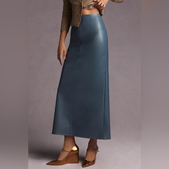 Anthropologie Dresses & Skirts - Mare Mare by Anthropologie Slate Faux Leather Maxi Skirt-Size Medium